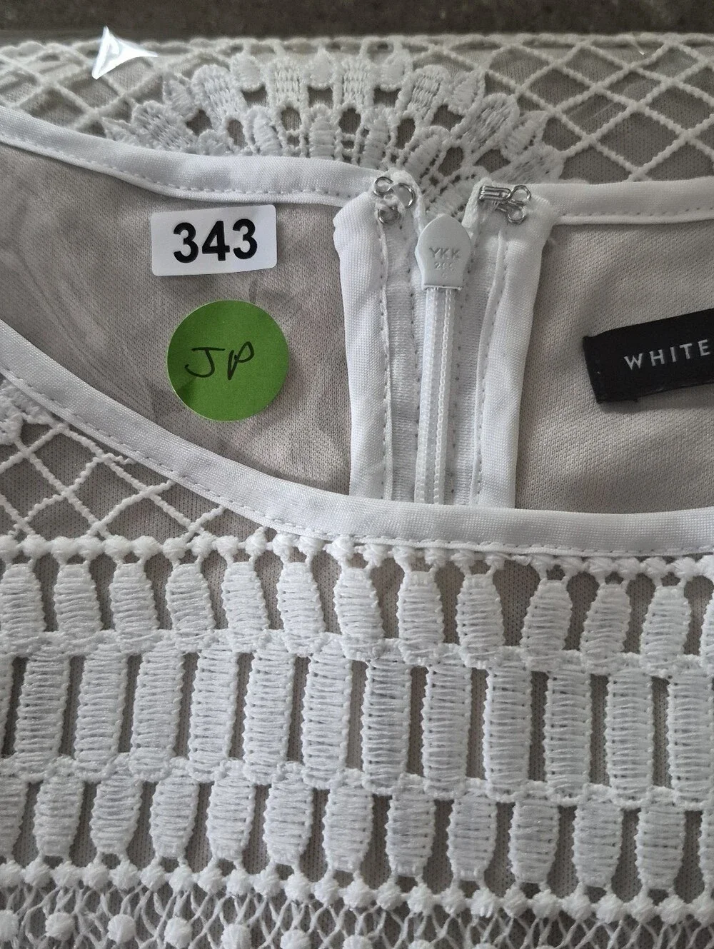 White House Black Market Crochet Dress Womens Size 6 Off White Beige Cream - Picture 14 of 14
